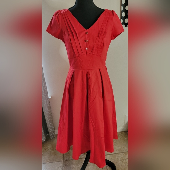 Hearts & Roses Red Swing Dress - Picture 2 of 3